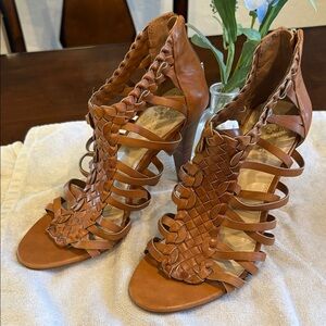 Vince Brown Braided Leather Heels